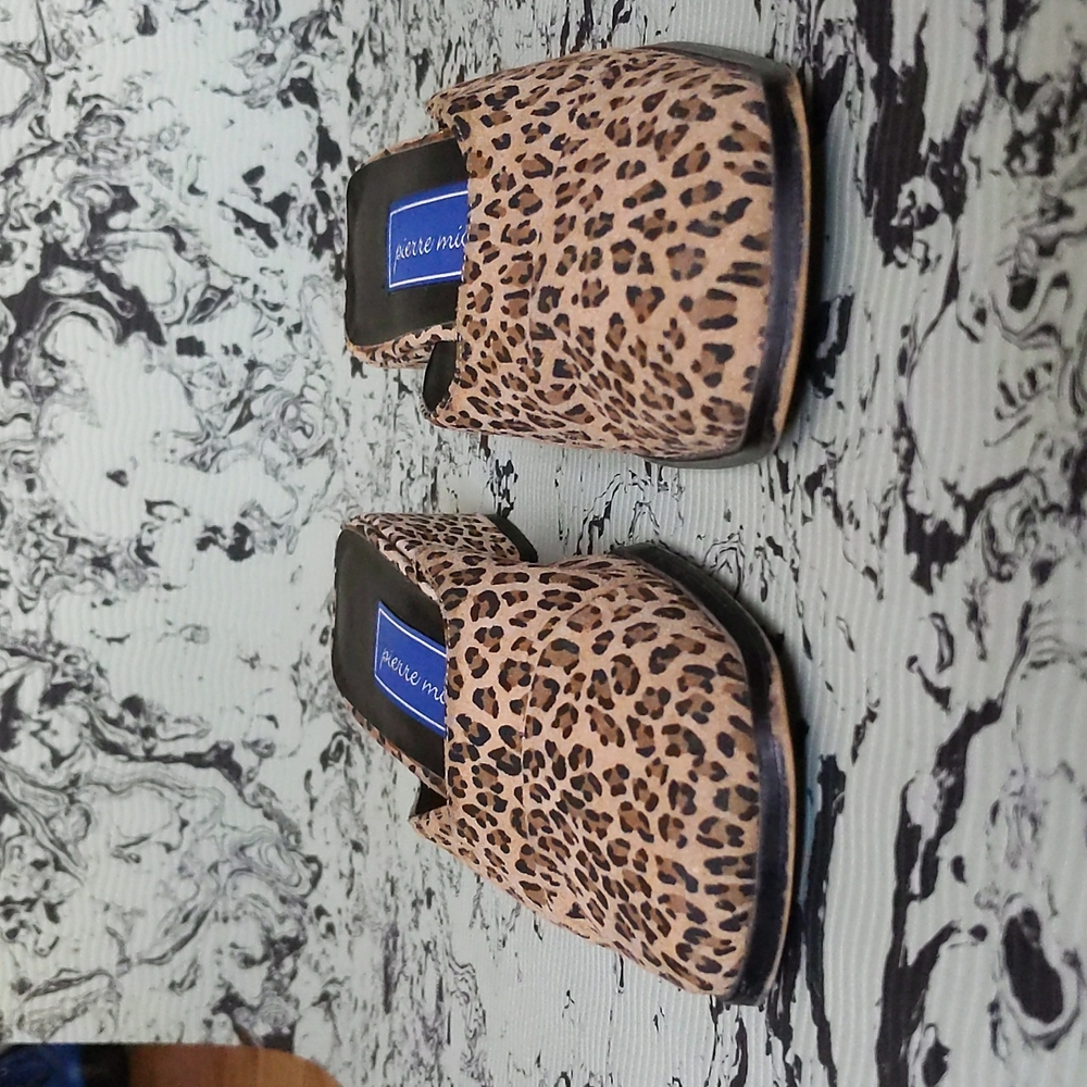 Vintage suede cheetah print mules - Picture 8 of 9